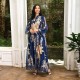 Casual V-neck Color contrast Embroidery Regular sleeve Maxi Dress - Navy Blue image