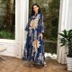 Casual V-neck Color contrast Embroidery Regular sleeve Maxi Dress - Navy Blue image