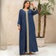 Women Luxury V-neck Polka Dots Robe Maxi Dress - Navy Blue image