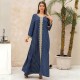 Women Luxury V-neck Polka Dots Robe Maxi Dress - Navy Blue image