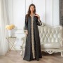 Women Luxury V-neck Polka Dots Robe Maxi Dress - Black