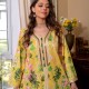 Sweet V-neck Printing Color contrast Buttons Embroidery Maxi Dress - Yellow image