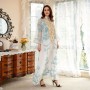 Elegant High Collar Solid Color Buttons Bow Regular Sleeve Kaftan - Light Blue