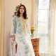 Elegant High Collar Solid Color Buttons Bow Regular Sleeve Kaftan - Light Blue image