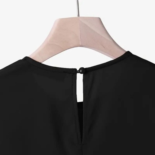 Muslim Women Two Piece Suit Long Sleeved O-Neck Casual Shirt - Black image