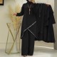 Muslim Women Two Piece Suit Long Sleeved O-Neck Casual Shirt - Black image