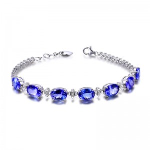 Tanzanite and Diamond Bracelet in Sterling Silver - Blue