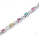 Multicolor Gemstone Bracelet With Sterling Silver And Diamonds - Silver image