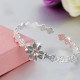 Silver Four Leaf Clover Bracelet With Flowers image