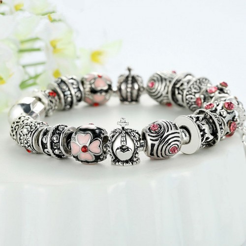 European Silver Charm Bracelets Fish Designed With Murano Beads image