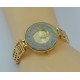 Versace Inspired Luxury Round Gold Dial Diamond Watch with Gold Bracelet image