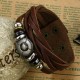 Handmade Classic Brown Leather Wrap Bracelet image