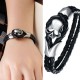 Men's Black Color Skull Leather Bracelet image