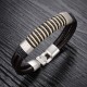 Men Black Color Silver Buckle Silicone Bracelet image