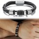 Men's Leather Bracelet with Magnetic Buckle image