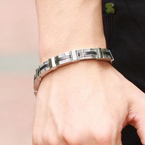 Men's Stainless Steel Bracelet With Toggle Clasp - Silver image