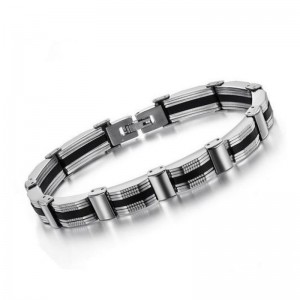 Men's Stainless Steel Bracelet With Toggle Clasp - Silver