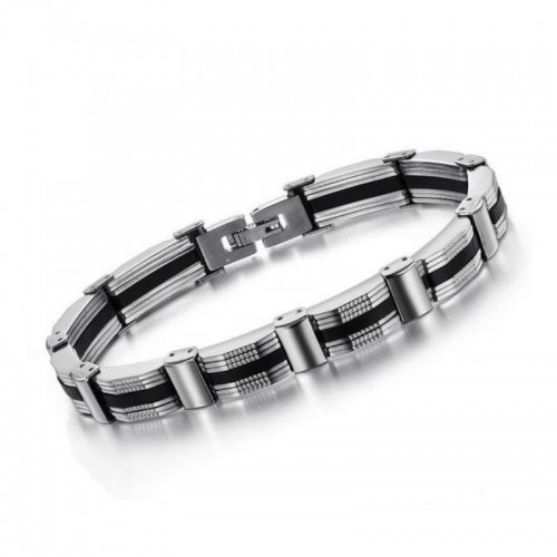 Men's Stainless Steel Bracelet With Toggle Clasp - Silver image