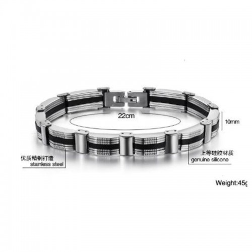 Men's Stainless Steel Bracelet With Toggle Clasp - Silver image