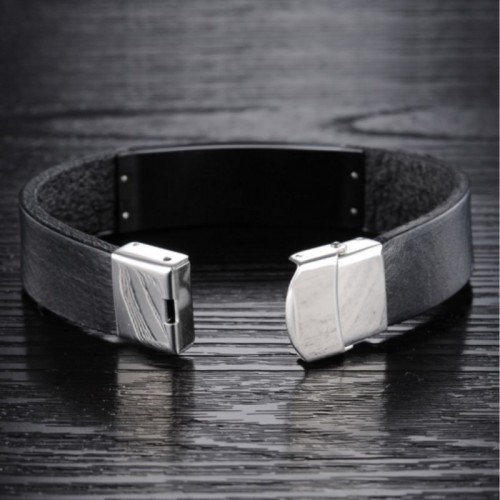 Crystal Bead Leather Bracelet For Men image