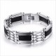 Black & Silver Men's Bracelet Stainless Steel Silicone