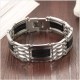 Black & Silver Men's Bracelet Stainless Steel Silicone