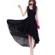 women's irregular beach Long Bohemian Chiffon Dress-Black image