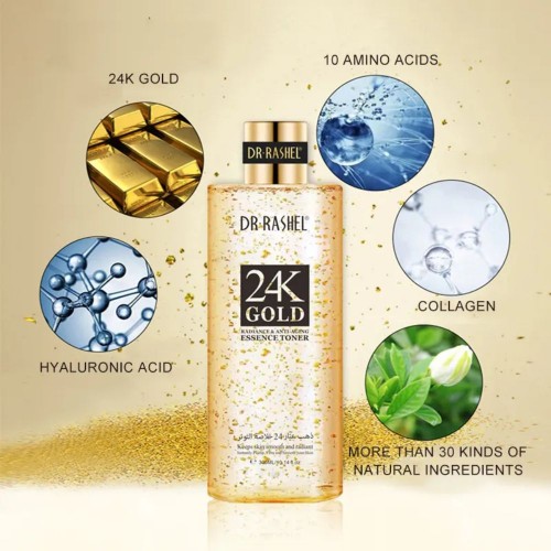 Dr Rashel 24K GOLD ANTI-WRINKLE BOTTLE ESSENCE TONER, 300ml image