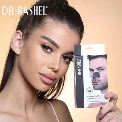 Dr. Rashel Black Charcoal Deep Cleansing Nose Strips For Men - 6pcs image