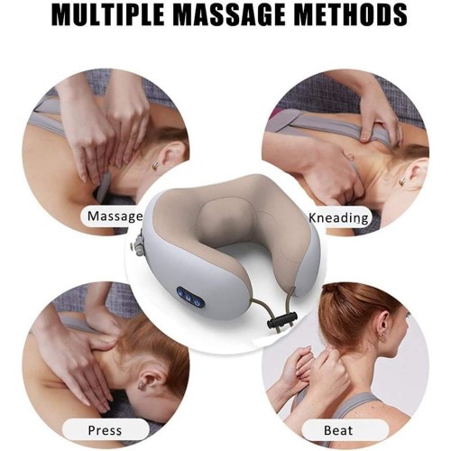 Rechargeable U Shaped Cervical Massage Pillow Neck Massager With Vibration image