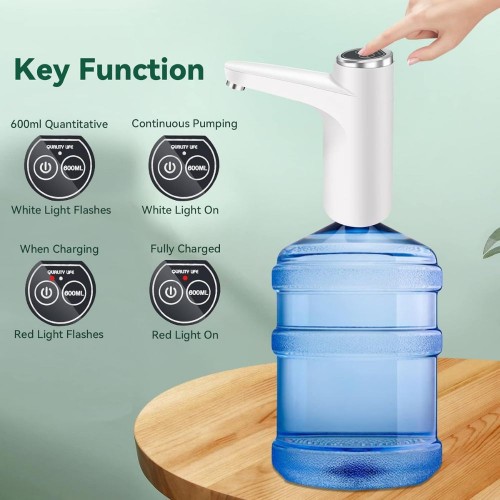 5 Gallon Bottle Water Pump, Water Jug Pump, USB Portable Electric Rechargeable Water Bottle Dispenser image