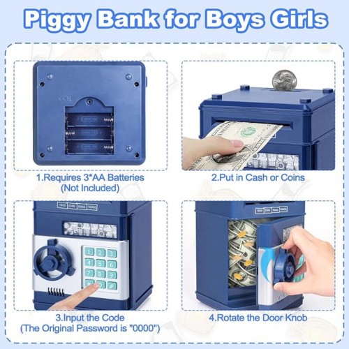 Refasy Electronic ATM Piggy Bank Money Box Coin Bank Safe for Kids Great Gift image