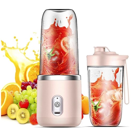  USB Rechargeable Fruit Juicer With 6 Blades Personal Blenders With Sport Lid For Home Travel image