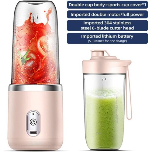  USB Rechargeable Fruit Juicer With 6 Blades Personal Blenders With Sport Lid For Home Travel image