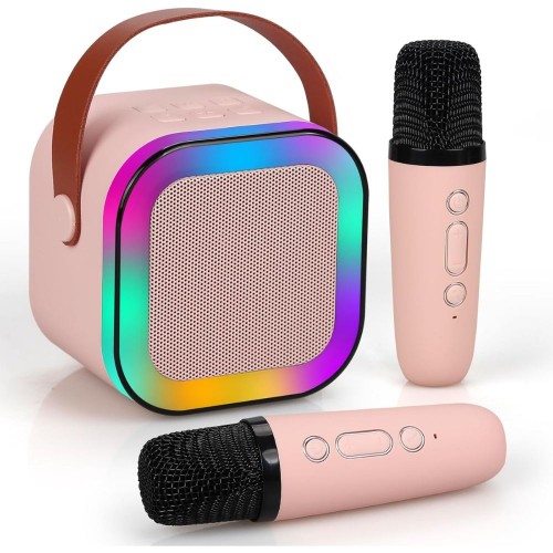 Machine For Kids And Adults Portable Mini Tooth Karaoke Speaker With 2 Wireless Microphones image