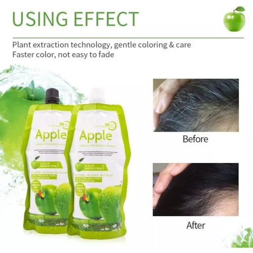 Apple Black Hair Dye Cream 500ml*2/Pack Ammonia Free Instant Hair dye Cream image