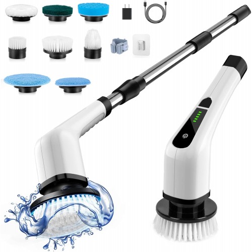  9 in 1 Electric Cleaning Scrubber 8 Replaceable Brush Heads-90Mins Work Time image