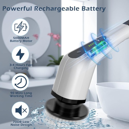  9 in 1 Electric Cleaning Scrubber 8 Replaceable Brush Heads-90Mins Work Time image