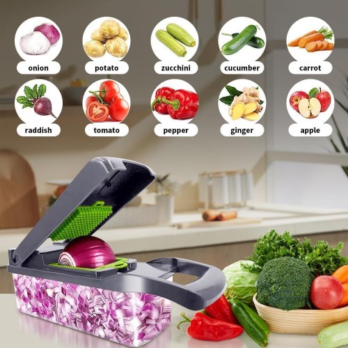 Multifunctional Vegetable Chopper with Draining Basket and Grater image