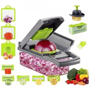 Multifunctional Vegetable Chopper with Draining Basket and Grater