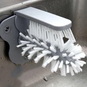 2-in-1 Kitchen Dish Washing Brush With Suction Cup Stand Ideal For Cleaning Glassware And Bottles