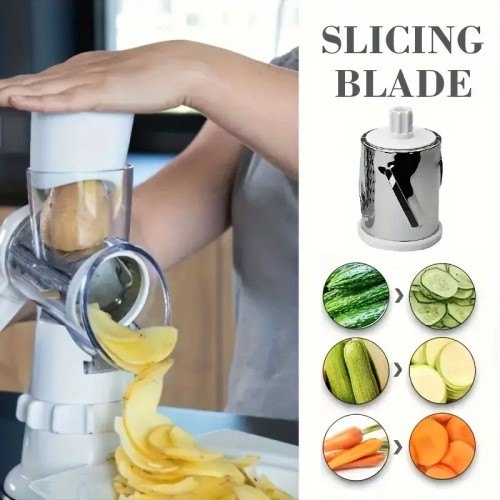 4-in-1 Manual Vegetable Chopper & Slicer Set - Multifunctional Fruit and Veggie Cutter with Container, Cheese Grater - Essential Kitchen Gadge image