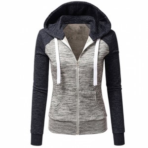 Women Pullover Hoodie Cotton Casual Sweater-Grey & Blue
