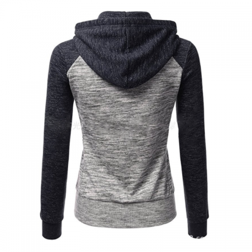Women Pullover Hoodie Cotton Casual Sweater-Grey & Blue image