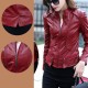 Latest Trending Body-fit Leather Women Casual Jacket-Red image