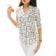 New Fashion Women's Irregular Lines Style Striped Casual Shirt-White image