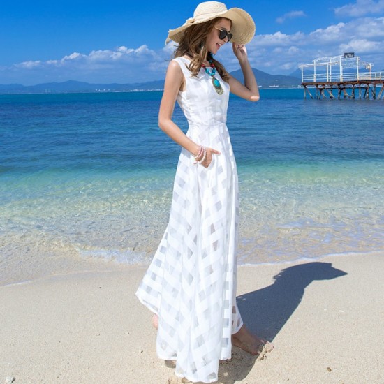 white summer beach maxi dress