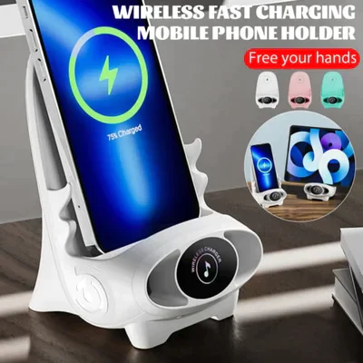 Universal Mini Chair Wireless Fast Charger Multifunctional Phone Holder - Pink image