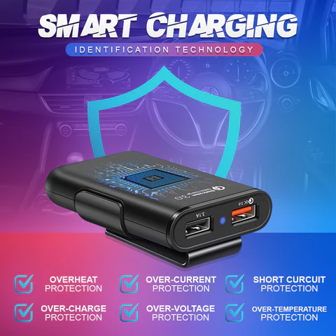 Extendable Four Ports Fast Car Charger image