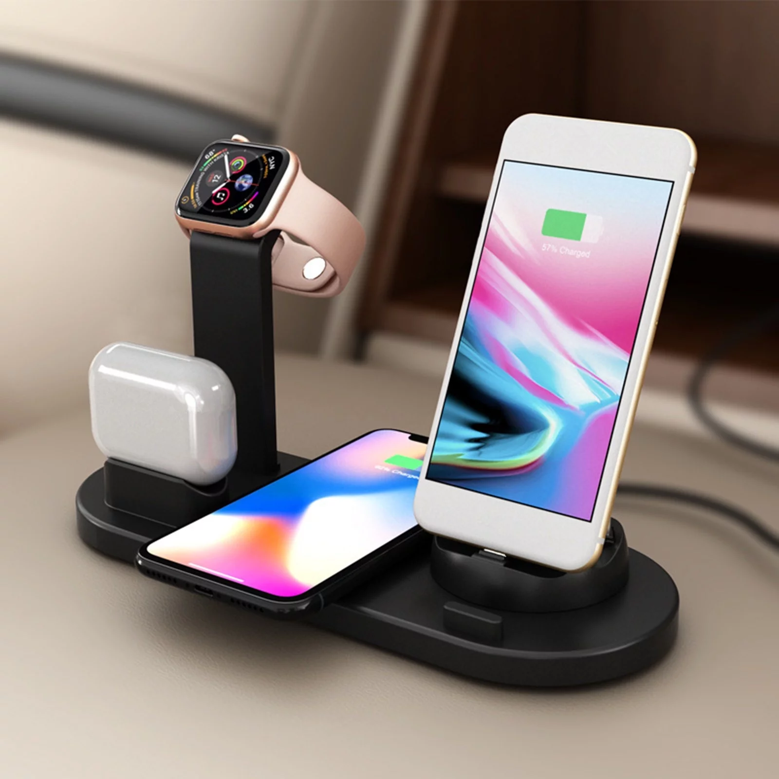 Multi-Function 4 in 1 Wireless Charging Stand - Black image